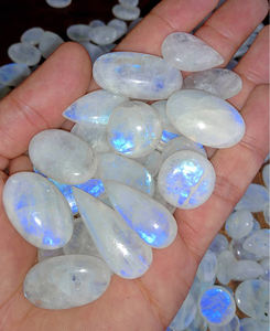 Natural Blue Fire Rainbow Moonstone Cabochon Piedra preciosa suelta Tamaño libre Piedra preciosa Flashy Calidad superior para la fabricación de joyas - Product Image 2