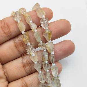 Natural Golden Rutilated Quartz Gemstone Nuggets Fine Quality Loose Beads Strands - Product Image 5