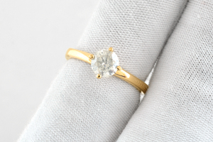 Bague mignonne en diamant naturel 0,70 ct personnalisée en or massif jaune 14 carats pour dames, mariage, fiançailles, fête des femmes, anniversaires - Product Image 4