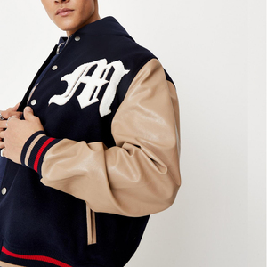 Manches en cuir avec corps en laine 100% patchs en chenille personnalisés College Letterman Varsity Bomber Jackets pour hommes et femmes - Product Image 5