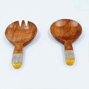 Cuillères Cuillères à soupe en bois Serveurs à salade en bois de mangue Lot de 2 Serveurs à salade en bois Lot de 2 KETCHENWAR UNIQUE FAIT À LA MAIN - Product Image 3