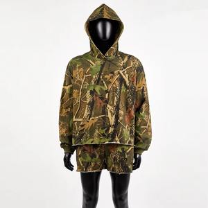 Cotton <b>Camo</b> Stylish Mens <b>Shorts</b> Sets OEM Oversized Design Breathable Baggy Fit Hoodie Set - Product Image 1