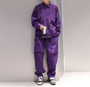 Conjunto de Chaqueta Cortavientos y Pantalones Cargo con Logotipo Personalizado, Conjunto Deportivo de Dos Piezas para Hombre, Chaqueta Cortavientos de Dos Piezas con Cremallera de Algodón - Product Image 3