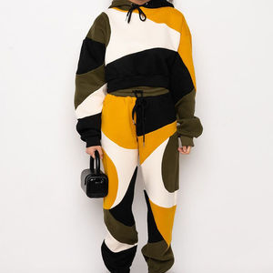 Ensemble de survêtement d'hiver pour femmes en deux pièces OEM, sweat à capuche à manches longues et short avec motif uni, ensemble de sweat à capuche et short en deux pièces - Product Image 1