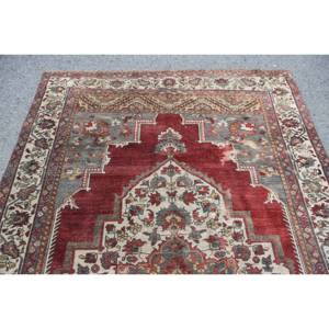 พรมขนสัตว์สีเบจสีแดงคลาสสิกขนาด5.9x10ฟุตงานปะติดสี่เหลี่ยมผืนผ้าพื้นที่ขนาดใหญ่สไตล์แอบสแตรกต์รูปห้องโถงสำหรับวัยรุ่น - Product Image 5