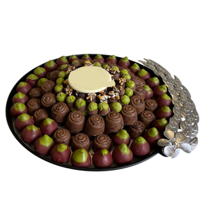 Modern Table Top Chocolate Tray High Quality Silver Metal Chocolate Tray With <b>Floral</b> Accent Perfect For Special Occasions - Product Image 1