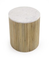 Mesa Auxiliar Moderna de Madera y Mármol, Ecológica y Duradera, para Dormitorio, Entrada, Casa de Campo, Oficina, Apartamento, Hotel, Sala de Estar