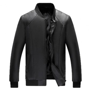Chaqueta elegante de piel sintética para hombre, cuello alto suave y cálido con bolsillos con cremallera, chaqueta de ajuste Regular para hombre, envío DDP - Product Image 6