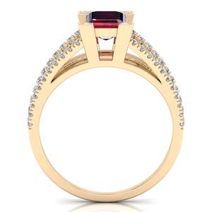 แหวนพลอยทับทิมทรงเหลี่ยม 1 กะรัต ทองคำ 14K สีเหลือง ราคาขายส่ง REYES พร้อมใบรับรอง GRA ของขวัญครบรอบแต่งงาน เครื่องประดับมอยส์ซาไนต์ - Product Image 4