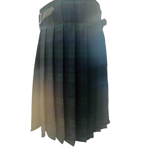 Kilt écossais à tartan en laine acrylique de 5 yards et 13oz pour hommes, design de montre écossais noir avec 2 boucles et bracelets en cuir - Product Image 2