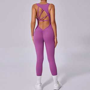 จั๊มสูทแขนกุดไร้รอยต่อสำหรับผู้หญิงบอดี้สูทชิ้นเดียวยืดได้สำหรับออกกำลังกายในยิมโยคะและการใช้ชีวิต - Product Image 5