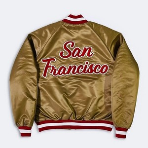 Veste de baseball universitaire en satin de haute qualité, fabrication OEM 2025, avec patchs brodés en chenille, veste varsity - Product Image 6