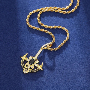 Colgante de Moissanita con Forma de Ancla, Corte Brillante Redondo, Plata 925, Engaste de Garras, Estilo Hiphop, Unisex, Uso Diario - Product Image 3