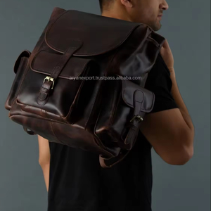 New Arrival Real Vintage Brown Crunch Leather Oversize <b>Travel</b> Backpack Personalized Unisex Hipster Laptop Casual Travelling Bags - Product Image 2