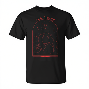 Camiseta Leo Rising Ascendant, diseño negro y rojo, camiseta del zodiaco de astrología - Product Image 2