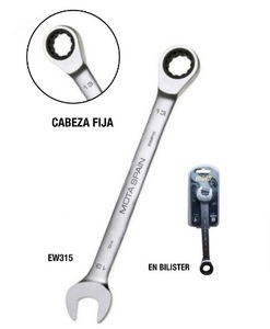 Combination ratchet <b>wrench</b> with fixed head, 15mm x 190mm (Mota EW315) - Product Image 2