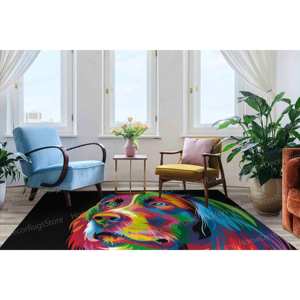 Colorful <b>Dog</b> <b>Rug</b> Abstract <b>Dog</b> <b>Rugs</b> Eco-Friendly Wool Latex Backing Easy to Clean Luxury Velvet <b>Rug</b> with Patchwork Design - Product Image 5
