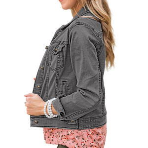 Veste en jean gris de haute qualité 2025 pour femmes, design unique, vente en gros, prix bas, veste en jean de qualité sur mesure - Product Image 3