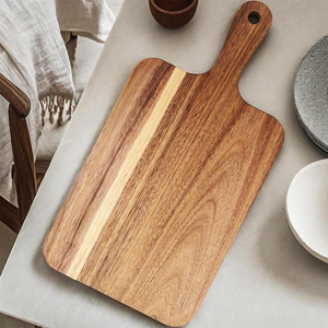 Tabla de Cortar Rectangular Premium de Madera de Acacia, Tabla para Servir Pizza y Queso con Mango, Bandeja para Servir Pizza con Mango - Product Image 1