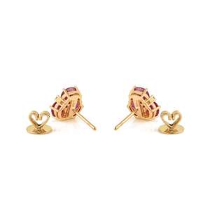 Magnifiques boucles d'oreilles à trois pierres en rubis et diamants, 100% pierres précieuses véritables, tendance, or jaune 14 carats, bijoux de haute qualité, cadeau pour femme - Product Image 6
