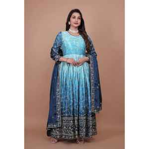 Lanzamiento de nueva ropa de fiesta acolchada con lentejuelas bordadas Vestido largo de trabajo con conjunto Dupatta - Product Image 1