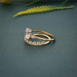 Conjunto de Anillo de Compromiso de Diamante Cultivado en Laboratorio con Certificación IGI, Estilo Antiguo, VVS, con Oro de 14k para Mujer a Bajo Precio - Product Image 3