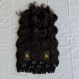 Paquets de tissage de cheveux droits cambodgiens en gros, paquet de cheveux humains de temple indien brut bouclé droit ondulé avec fermeture - Product Image 2