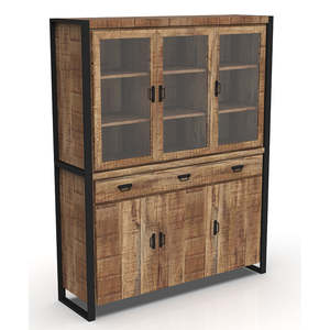 Britt, gabinete de buffet de Metal de madera de mango macizo de 160 cm, muebles modernos rústicos de lujo ajustables para uso doméstico, mesa de panel ajustable - Product Image 1