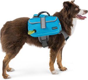 Cotton <b>Saddle</b> <b>Bag</b> for <b>Dogs</b> Reflective Pet Backpack Harness with Side Pockets for Hiking and Walking Running - Product Image 4
