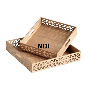 Bandeja de Servicio con Acabado en Nogal para Decoración de Mesa de Comedor en Hoteles y Hogares de Estilo Clásico, Bandeja para Servir en Bodas y Fiestas - Product Image 3