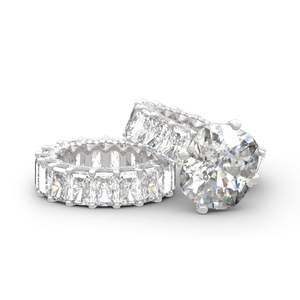 แหวนเงินสเตอร์ลิงทรงเจียรนัยแบบคุชชั่นคัท ประดับเพชรสามด้าน รุ่น Jeulia Eternity Ring Set - Product Image 2