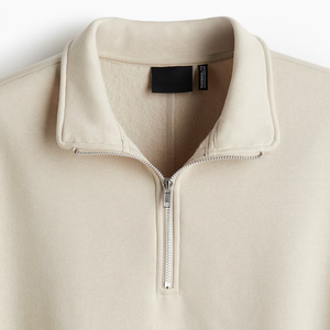 Felpa autunnale con mezza Zip in cotone 100% con motivo fatto da te in pietra e tinta unita Pullover con colletto con cappuccio termolite ampia vestibilità - Product Image 5