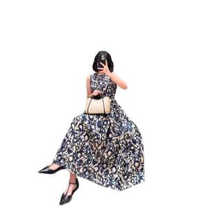 ชุดเดรสผ้าคอตตอนแบบลำลองของผู้หญิงชุดเดรสผ้าคอตตอนพิมพ์ลายดอกไม้ด้านหน้าเอวคลับกระชับสัดส่วนดูยาวระบายอากาศได้ดีสำหรับฤดูร้อน - Product Image 6