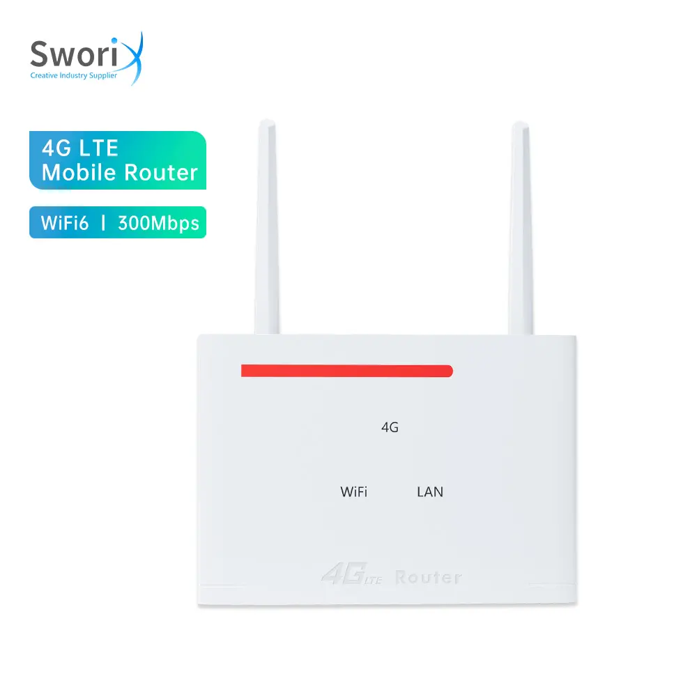 Router Wifi Modem 4G 300Mbps, Router Wifi Lte nirkabel dalam ruangan Cpe Wifi6 dengan Slot kartu Sim untuk membuka kunci