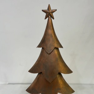 Sculpture d'arbre de Noël en métal doré Décoration de vacances moderne pour étagère de cheminée Salon Accent festif saisonnier - Product Image 5