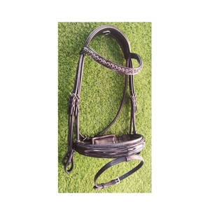 Bride de cheval en cuir noir de haute qualité doux rembourré brevet muserolle casque cristal sourcil-bande pour équipement d'équitation équestre fantaisie - Product Image 6
