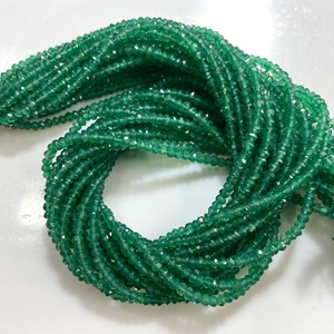 Cuentas de forma de rondelle facetadas de ónix verde natural, cuentas de lágrima de piedras preciosas naturales - Product Image 2