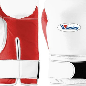 Guantes de Boxeo Profesionales de Cuero Blanco y Rojo con Velcro en la Muñeca, Guantes de Entrenamiento y Sparring para Hombres y Mujeres - Product Image 3