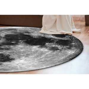 Alfombra redonda con diseño de luna llena Galactic View, alfombra impresa en 3D con arte espacial bohemio, alfombra de terciopelo - Product Image 3