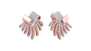 Ensemble collier et boucles d'oreilles en diamant cultivé en laboratoire 14K taille brillante pour fiançailles anniversaire de mariage-tenue de fête en or rose pour les femmes - Product Image 3
