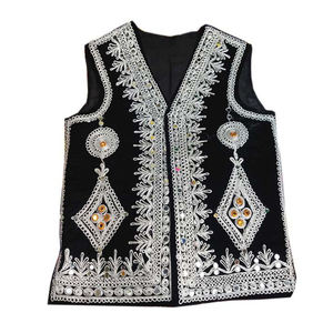 Chaleco bordado clásico para hombres, prenda de vestir, con espejo de terciopelo, también conocido como satri, inusuales - Product Image 1