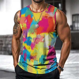 Camiseta sin mangas Transpirable Poliéster Alta calidad Gimnasio Deporte Bonded Singlet Hip Hop - Product Image 1