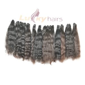 Vente en gros de paquets de cheveux vierges indiens Remy de haute qualité à cuticule alignée, droits, ondulés, naturels, prix d'usine - Product Image 4