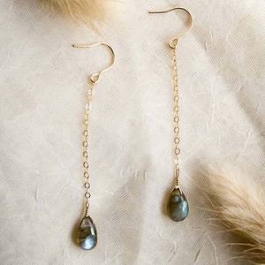 Nouveauté : Boucles d'oreilles en pierre labradorite, sertie de laiton vintage, unisexe, certifiées IGI, bouddhistes, Surgyan Saini, mariage - Product Image 6