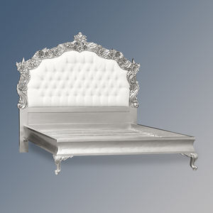 Lit de Louis XV Patrice en bois d'acajou de haute qualité avec finition argentée et sculpté pour meubles de chambre à coucher - Product Image 1
