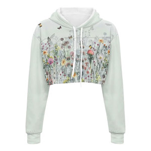 Fournisseur en gros direct d'usine Sweat-shirt court doux à capuche tendance pour femmes Vêtements Impression Sweat-shirts courts à capuche - Product Image 1