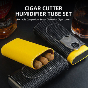 <span class=keywords><strong>Estuche</strong></span> de Viaje para Cigarros de Lujo JH, Forrado en Madera de Cedro, con Cortador de Doble Hoja de Acero Inoxidable, Herramientas Modernas para Fumar - Product Image 2