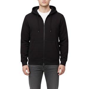Custom OEM <b>Black</b> <b>Zip</b> <b>Up</b> <b>Hoodie</b> Fleece Cotton Wholesale Private Label Streetwear <b>Hoodie</b> - Product Image 5