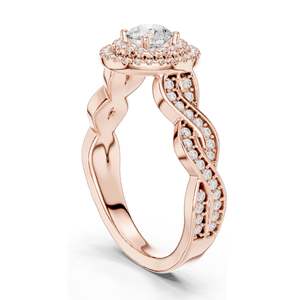Bague de fiançailles pour femme avec halo de diamants de laboratoire ronds brillants de 1,006 carats, clarté VVS-VS EF, or 18 carats, 14 carats, 10 carats et argent 925 - Product Image 5