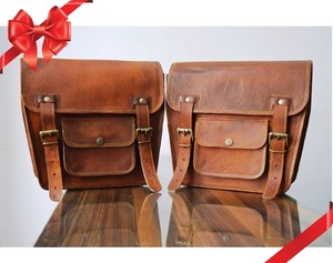 CLC unisexe grand personnalisé Vintage Sport Duffle sacoches marron en cuir véritable moto sacs de selle crochet boucle fermeture voyage - Product Image 1